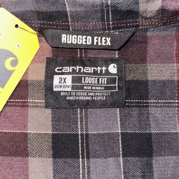 carhartt 2X Rugged Flex Loose Fit Midweight Flannel Long-Sleeve Plaid Shirt - Picture 12 of 15